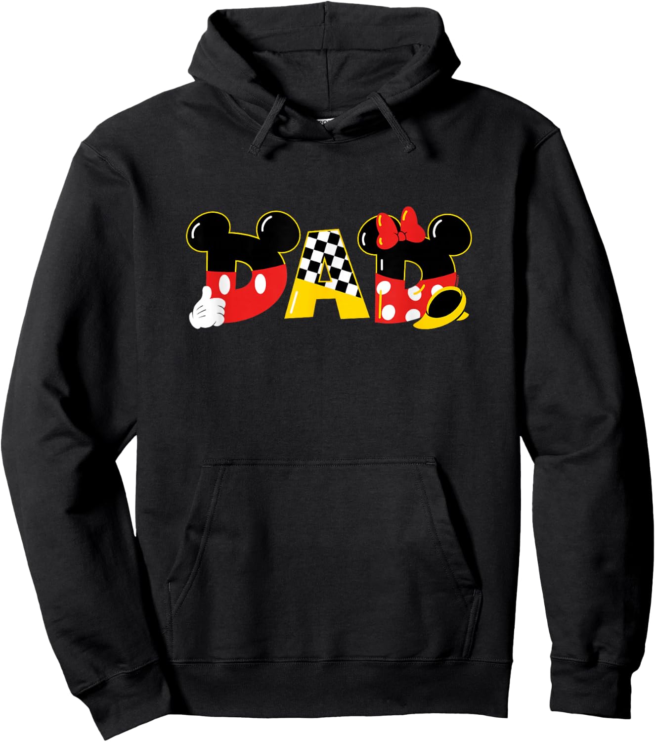 Disney Mickey Mouse & Minnie Mouse Dad Father's Day Birthday , Black, S Hoodie - Hoodie | Black
