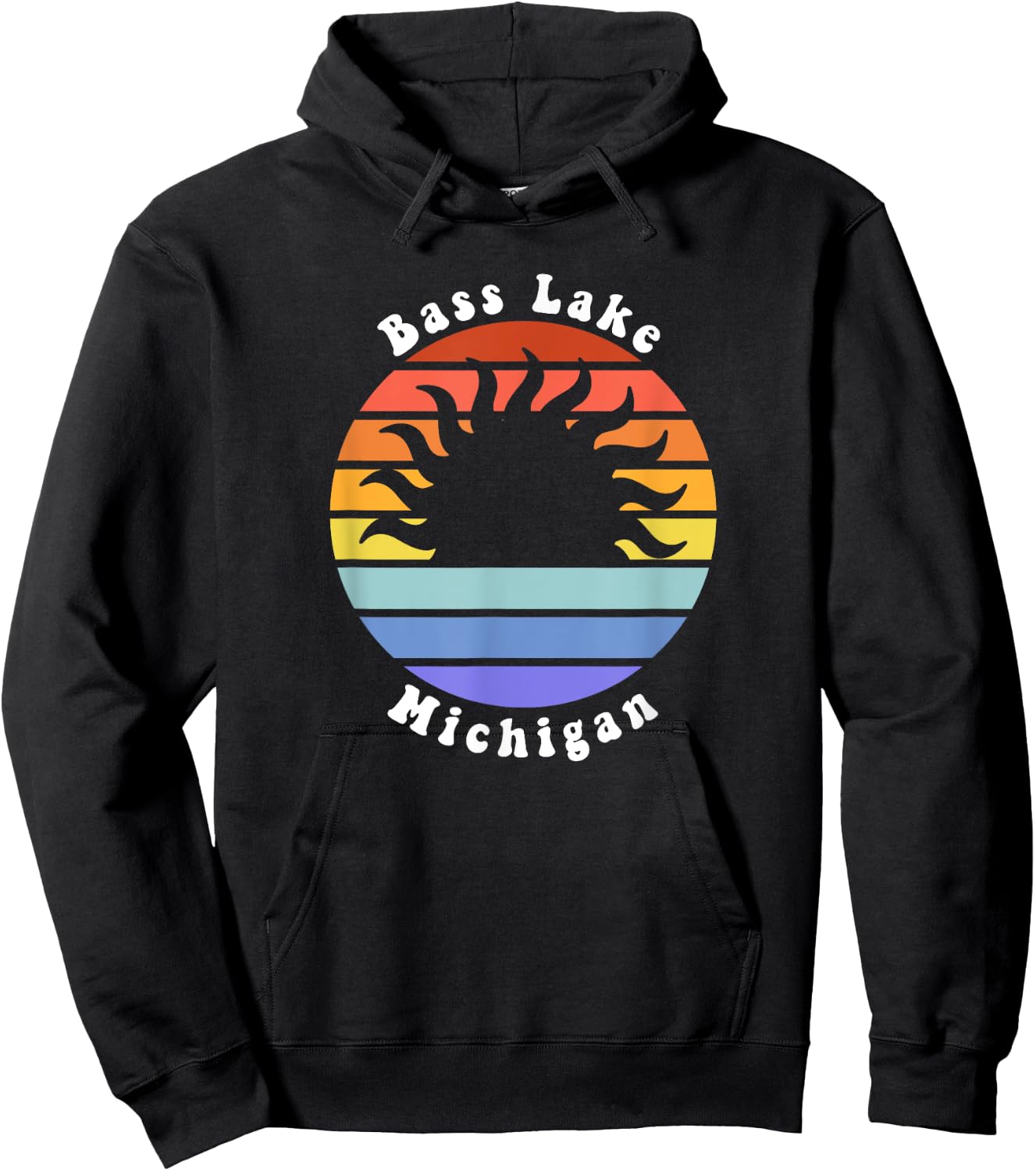 Bass Lake Michigan MI Sunset Summer Vacation Women Kids Hoodie - Hoodie | Black