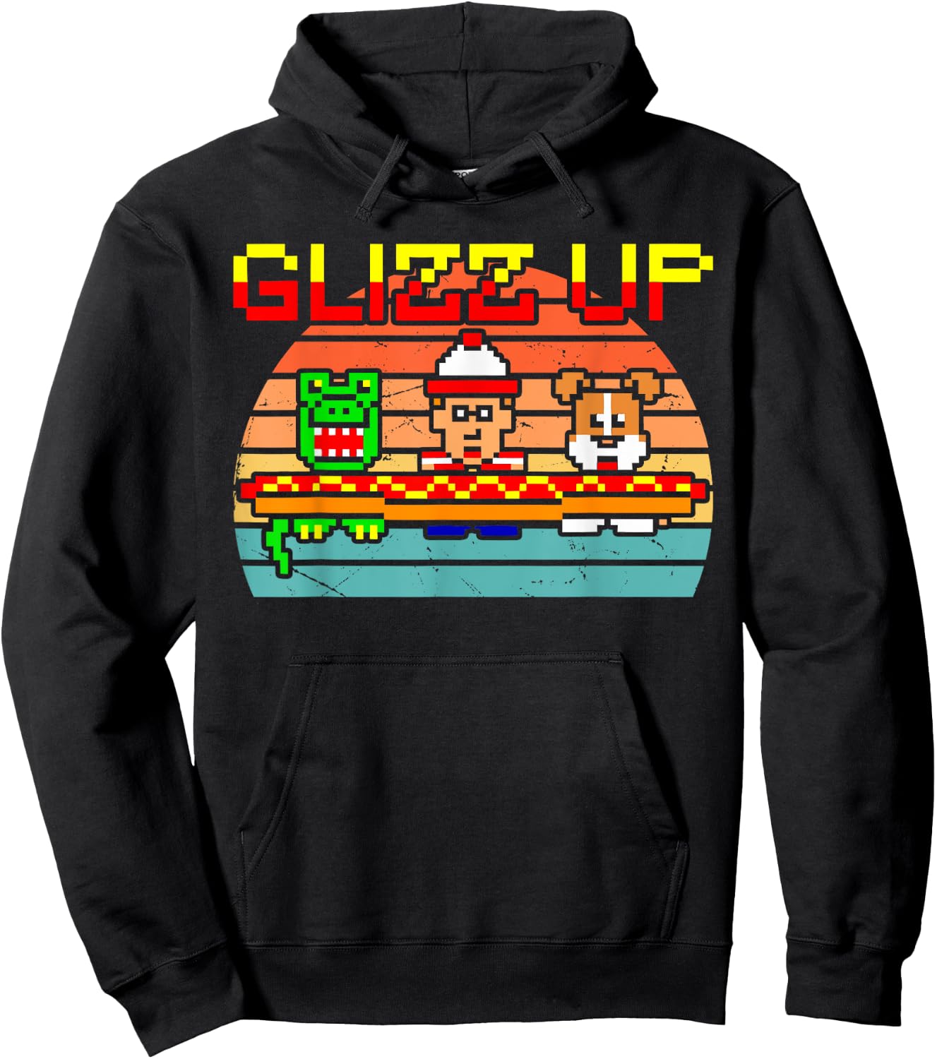 Glizz Up Retro Design Hoodie - Hoodie | Black