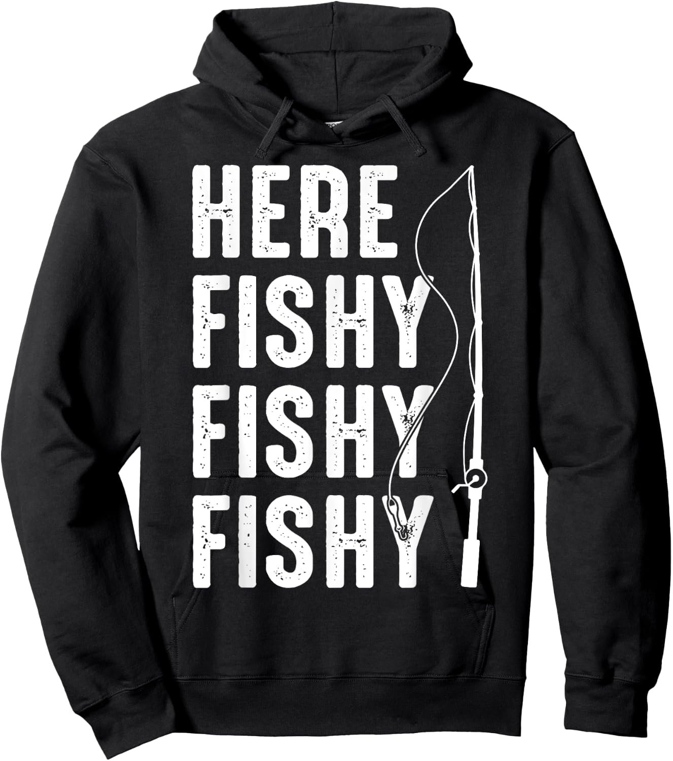 Here Fishy Lucky Fishing Do Not Wash Fishing Lover Vintage Hoodie - Hoodie | Black