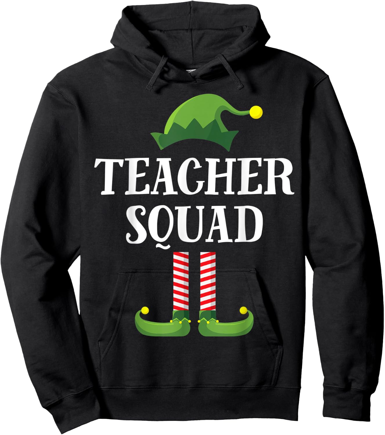 Teacher Squad Elf Matching Group Christmas School Party Hoodie - Hoodie | Black