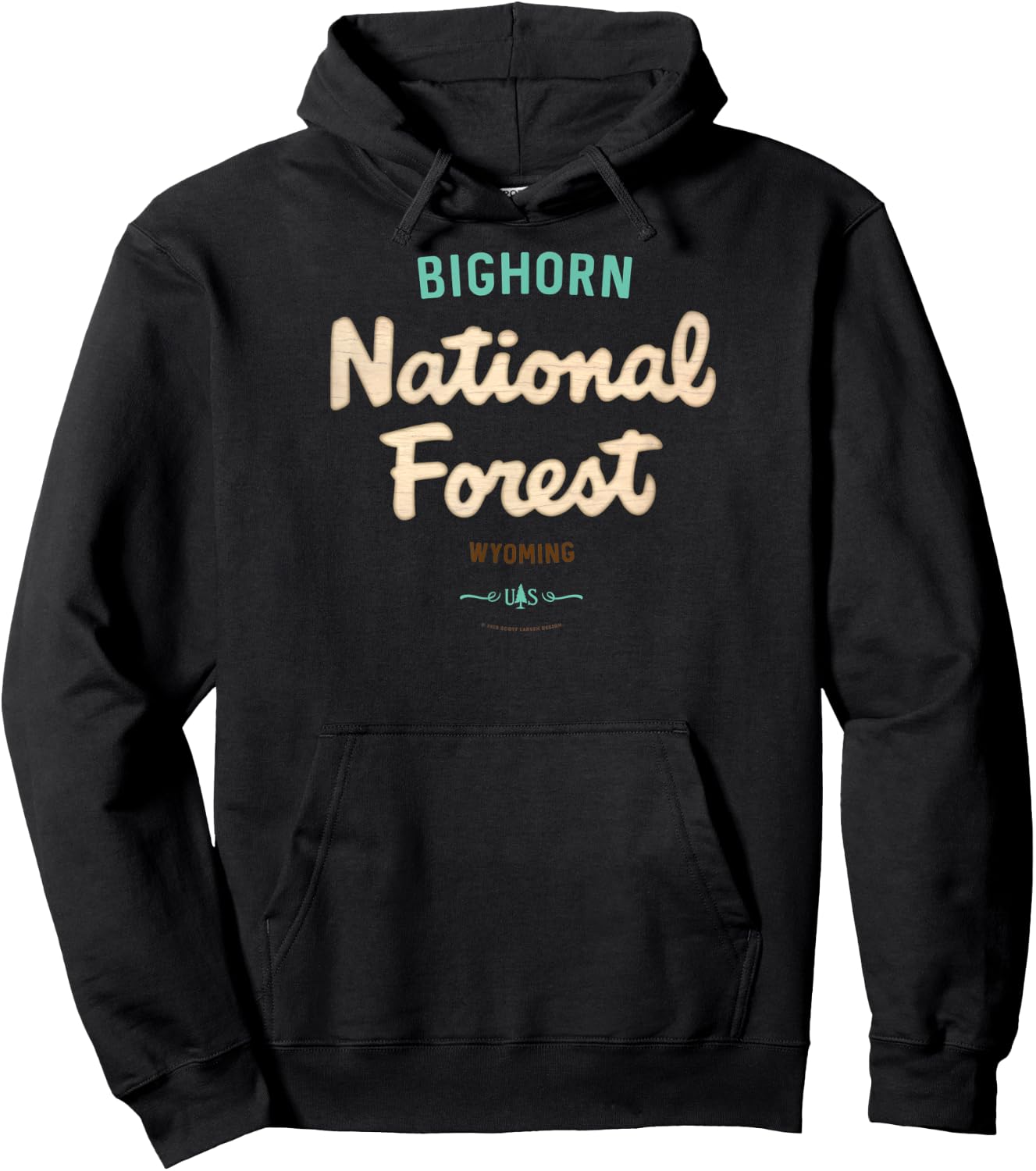 Bighorn National Forest Wyoming USFS Script Logo Hoodie - Hoodie | Black