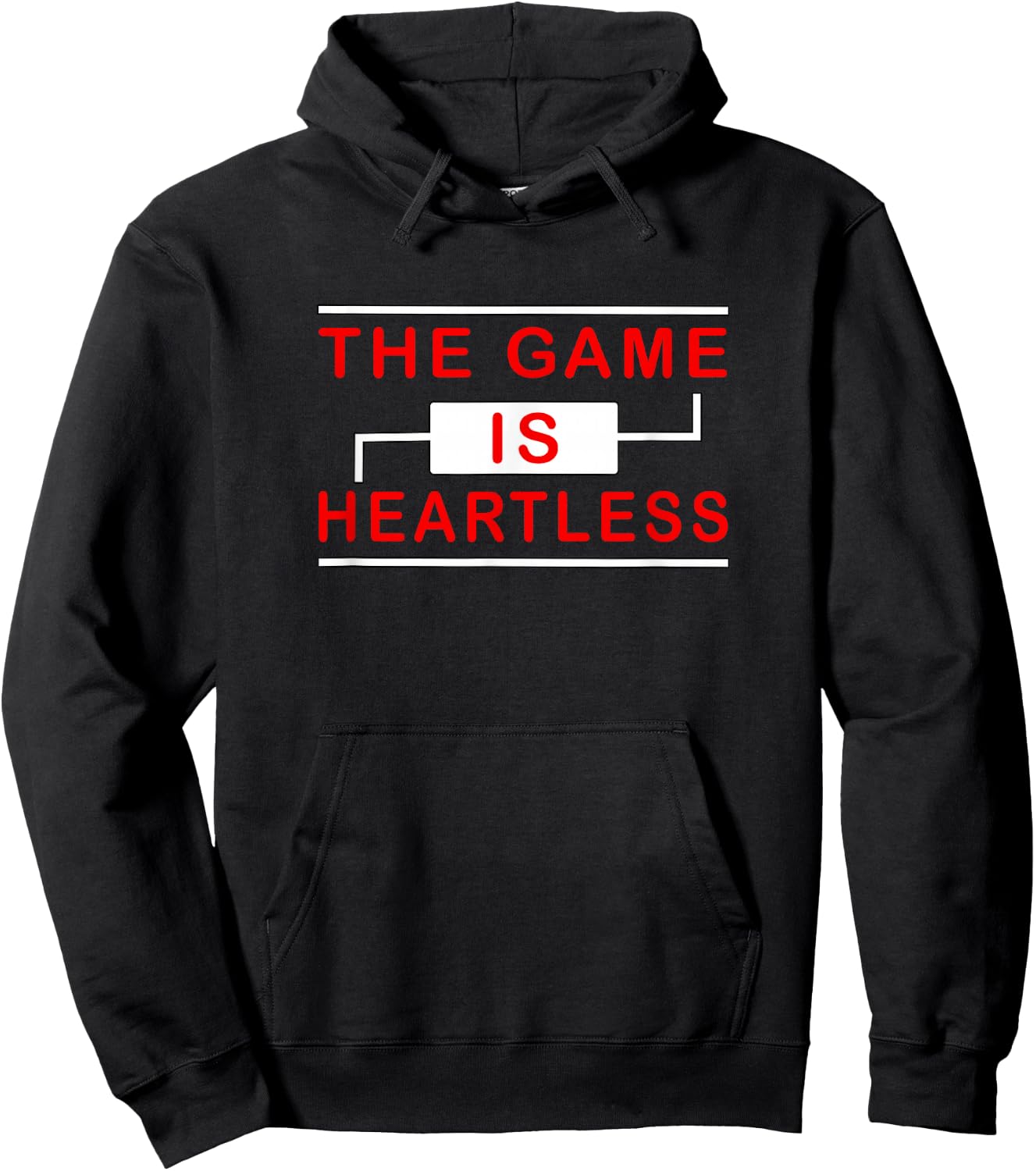 Red Color The Game is Heartless Red Graphic Hoodie - Hoodie | Black