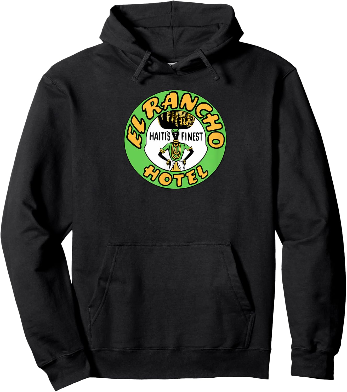 El Rancho Hotel Haiti's Finest Vintage Travel Sticker Hoodie - Hoodie | Black