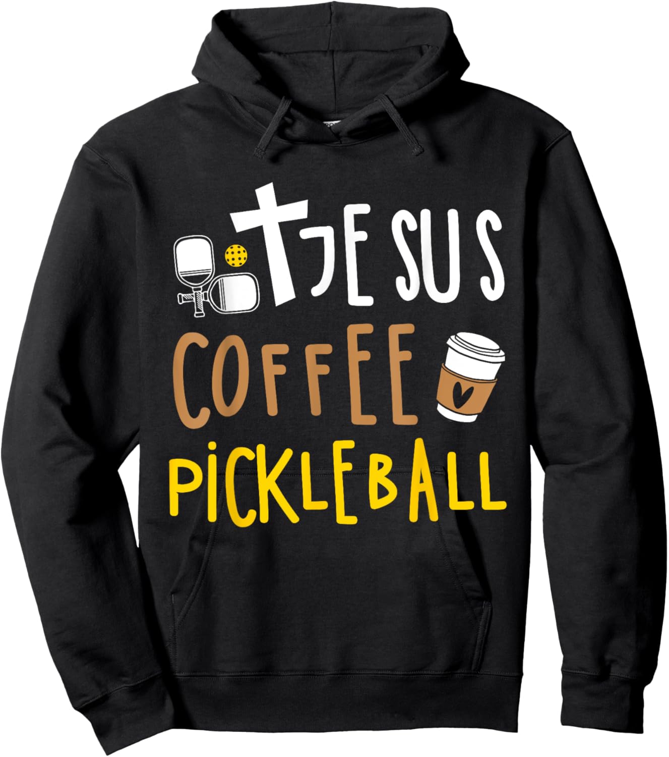 Jesus Coffee Pickleball Women Christian Pickleball Hoodie - Hoodie | Black