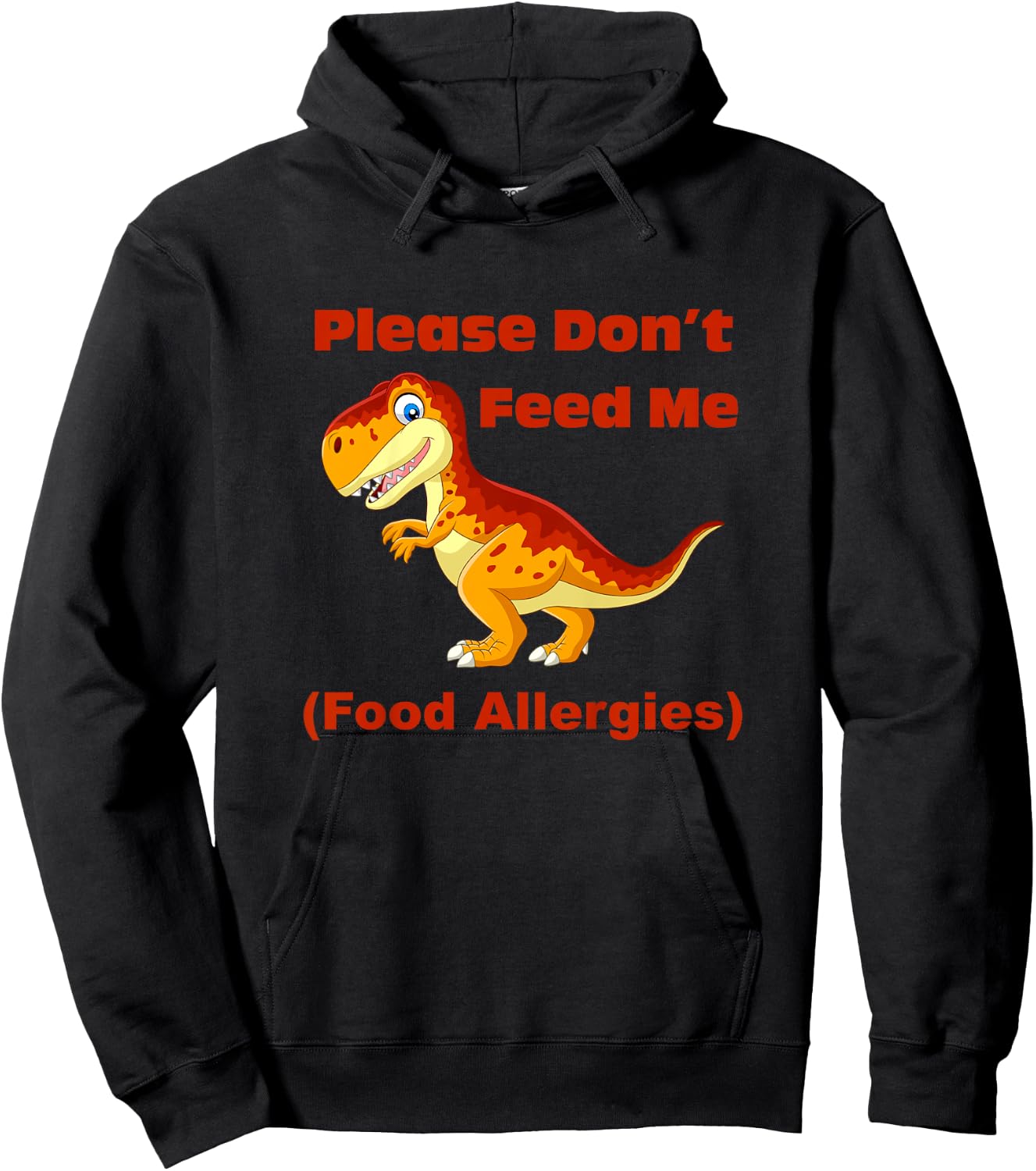 Food Allergy Toddler Kids with T-Rex Hoodie - Hoodie | Black