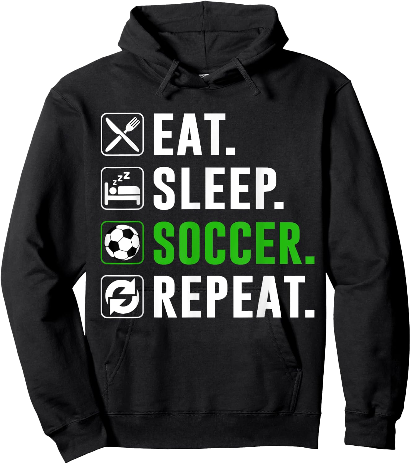 Eat Sleep Soccer Repeat Funny Soccer Player Hoodie - Hoodie | Black