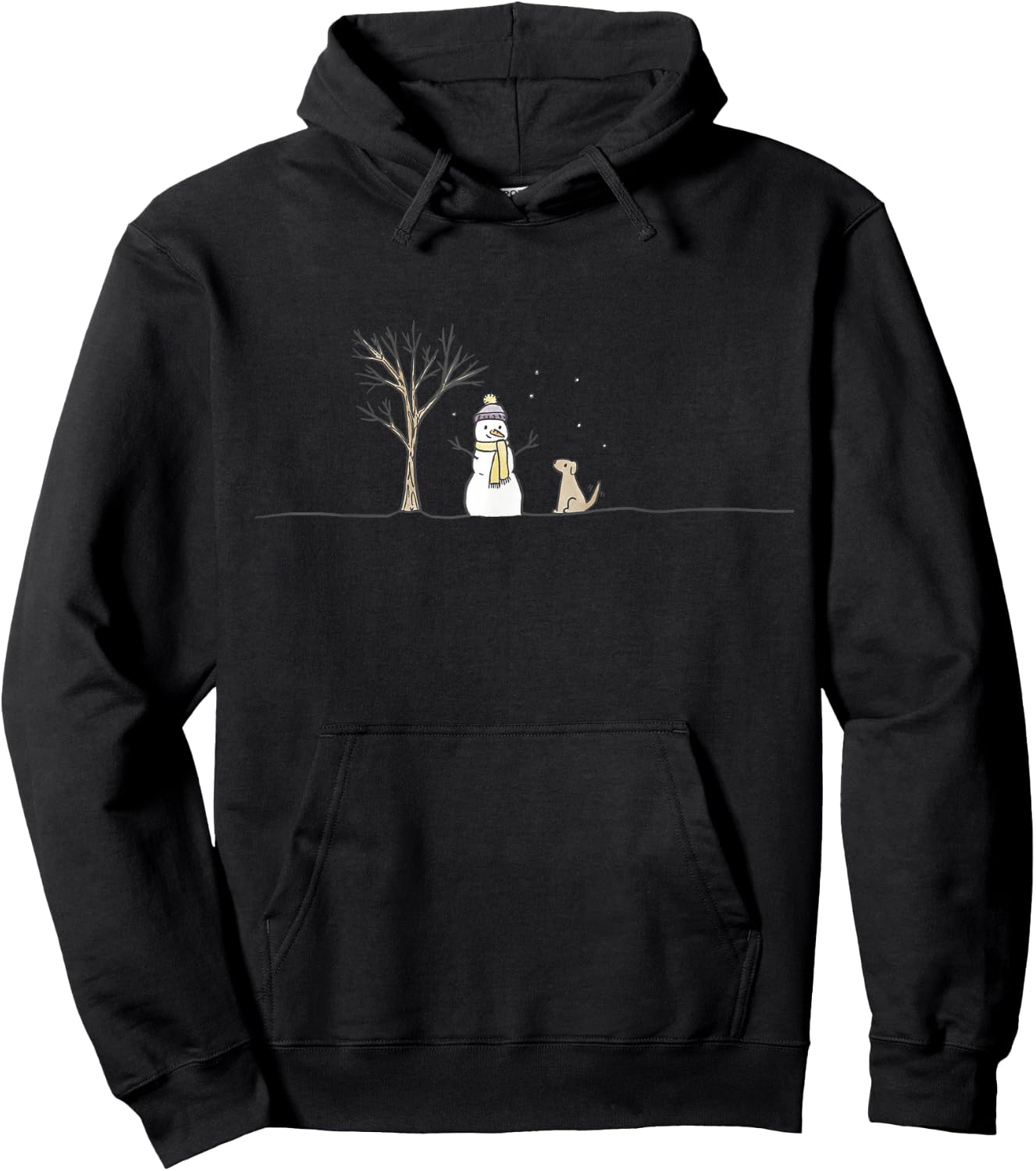 Christmas Snowman Cute Dog Xmas Holiday Minimalist Women Hoodie - Hoodie | Black