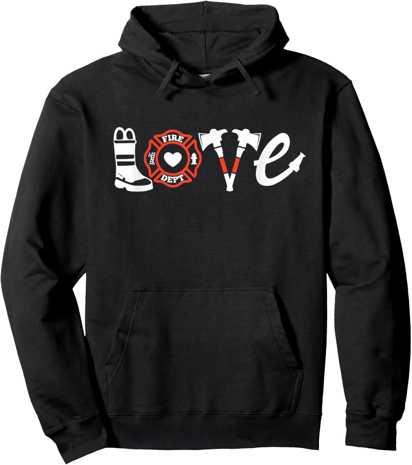 Firefighter Shirt- Love Firefighter , Firefighter Gift Hoodie - Hoodie | Black