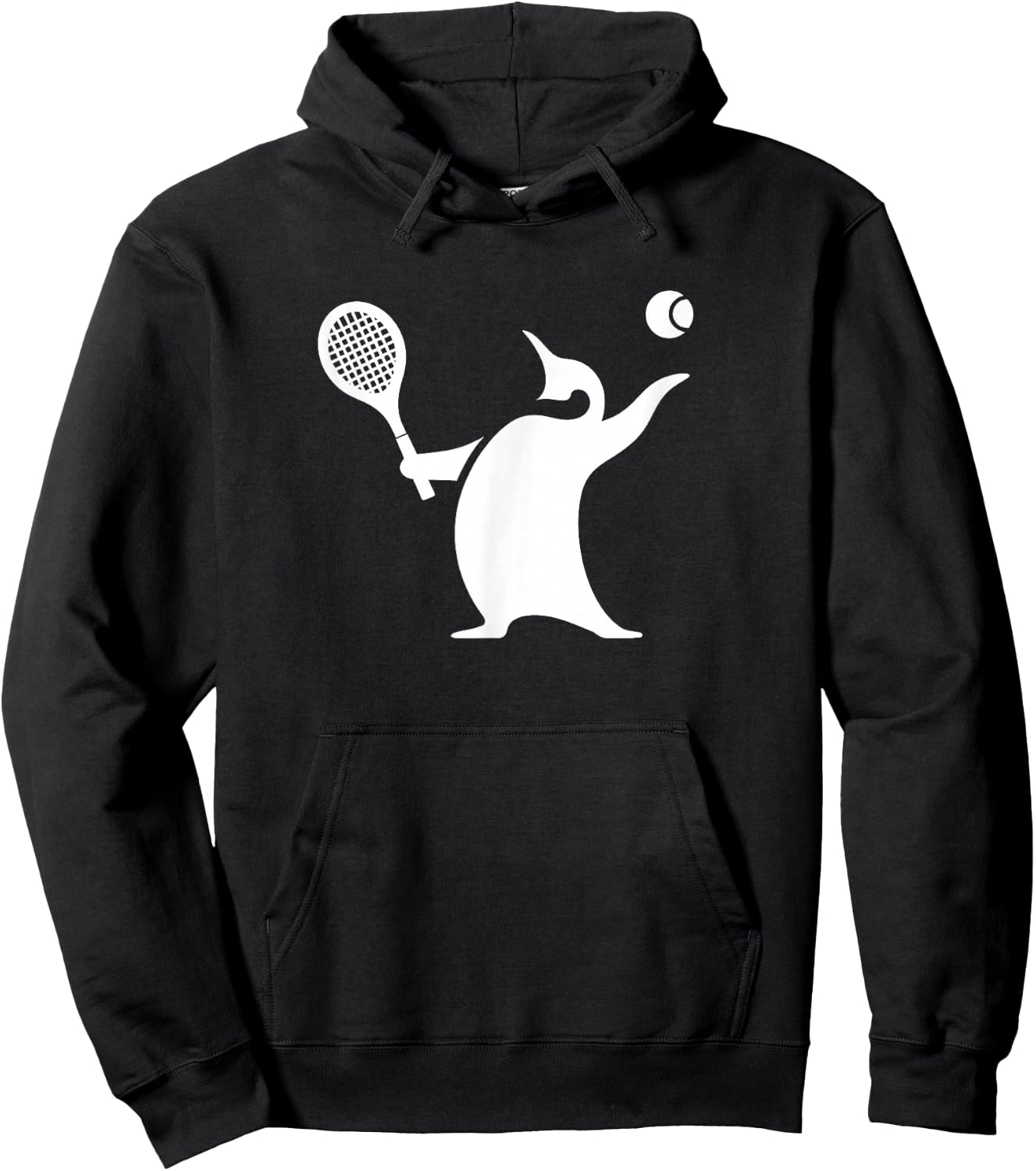Minimalist Penguin Tennis Silhouette Design Hoodie - Hoodie | Black