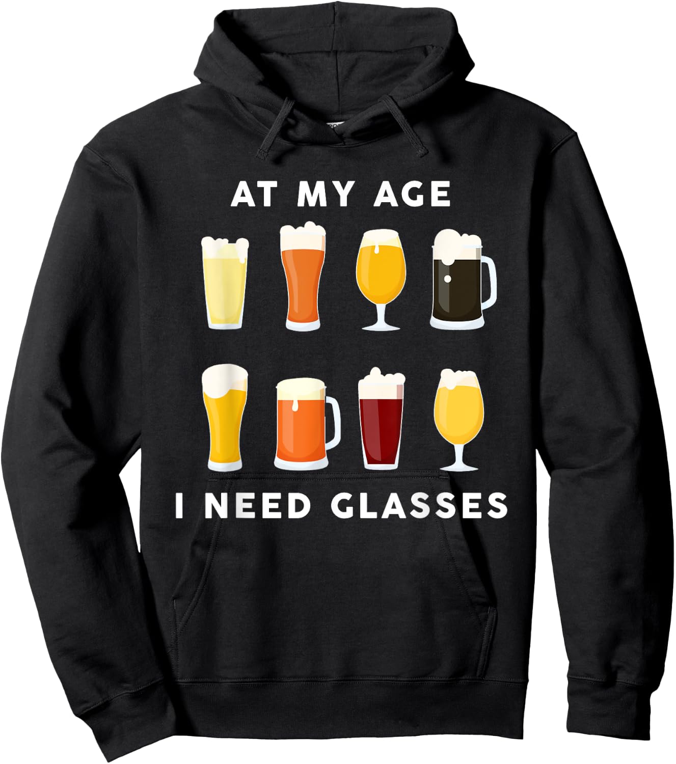At My Age I Need Glasses Funny Beer Lover Drinking Dad Hoodie - Hoodie | Black