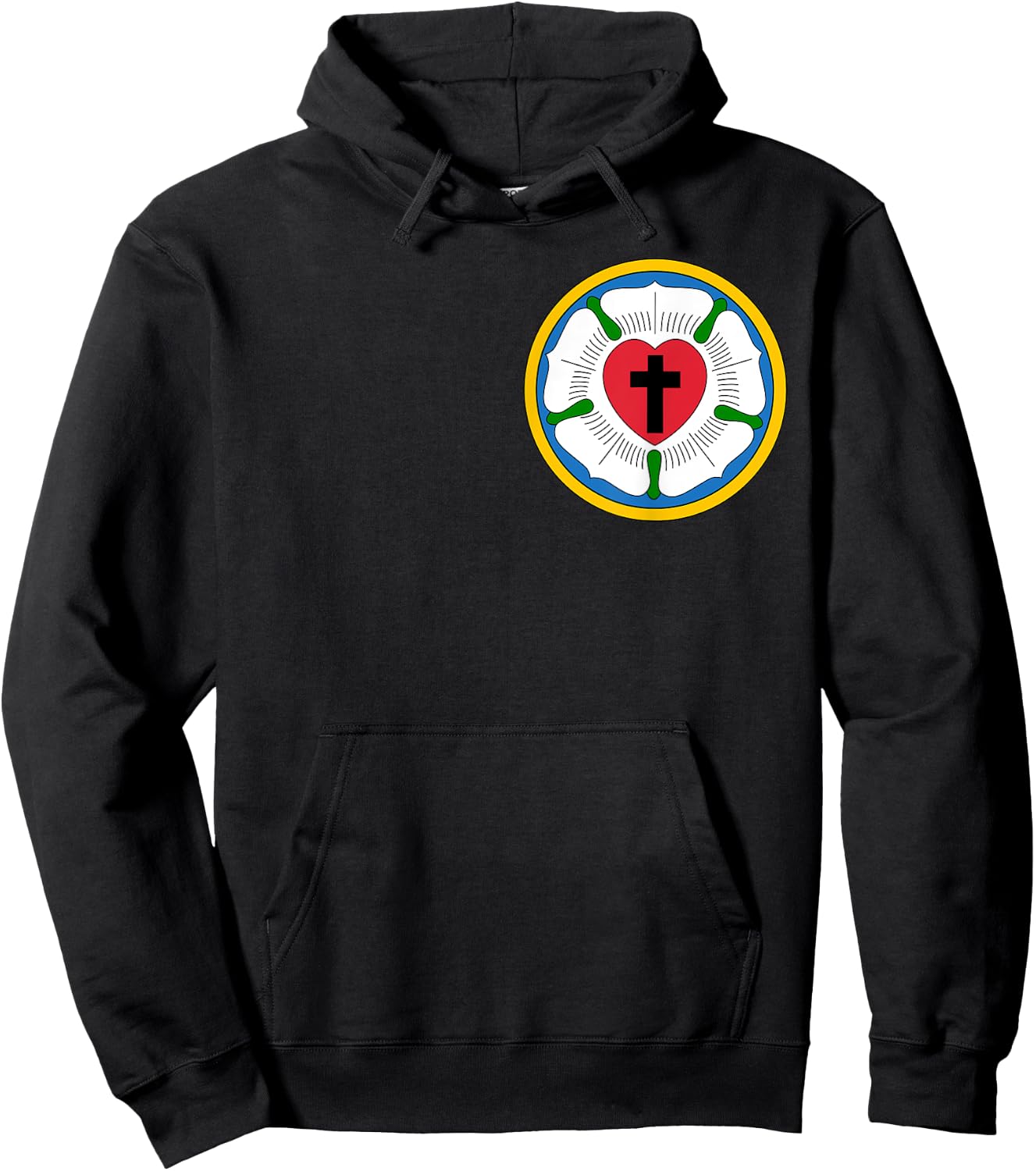 Lutheran Martin Luther Heart Rose Concords Reformation Cross Hoodie - Hoodie | Black