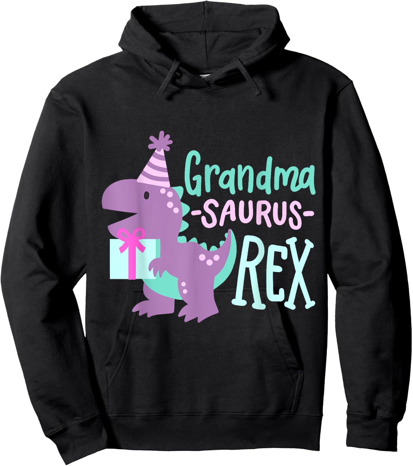 Dinosaur Birthday Grandma Saurus T Rex Family Matching Party Hoodie - Hoodie | Black