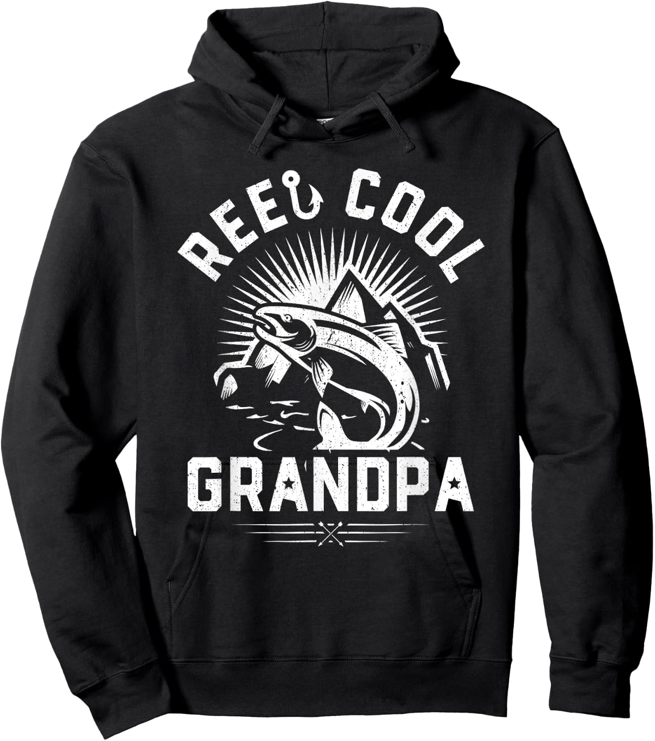 Reel Cool Grandpa Shirt Gift Funny Fishing Fathers Day Hoodie - Hoodie | Black