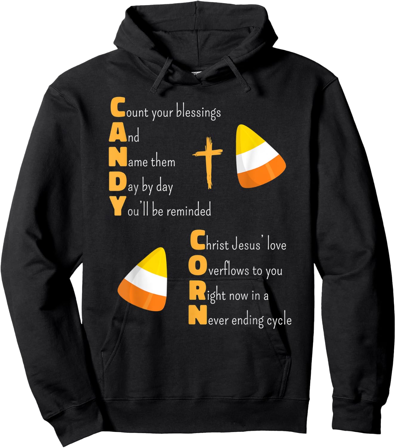 Christian Candy Corn Halloween Jesus Loves Boys Girls Kids Hoodie - Hoodie | Black