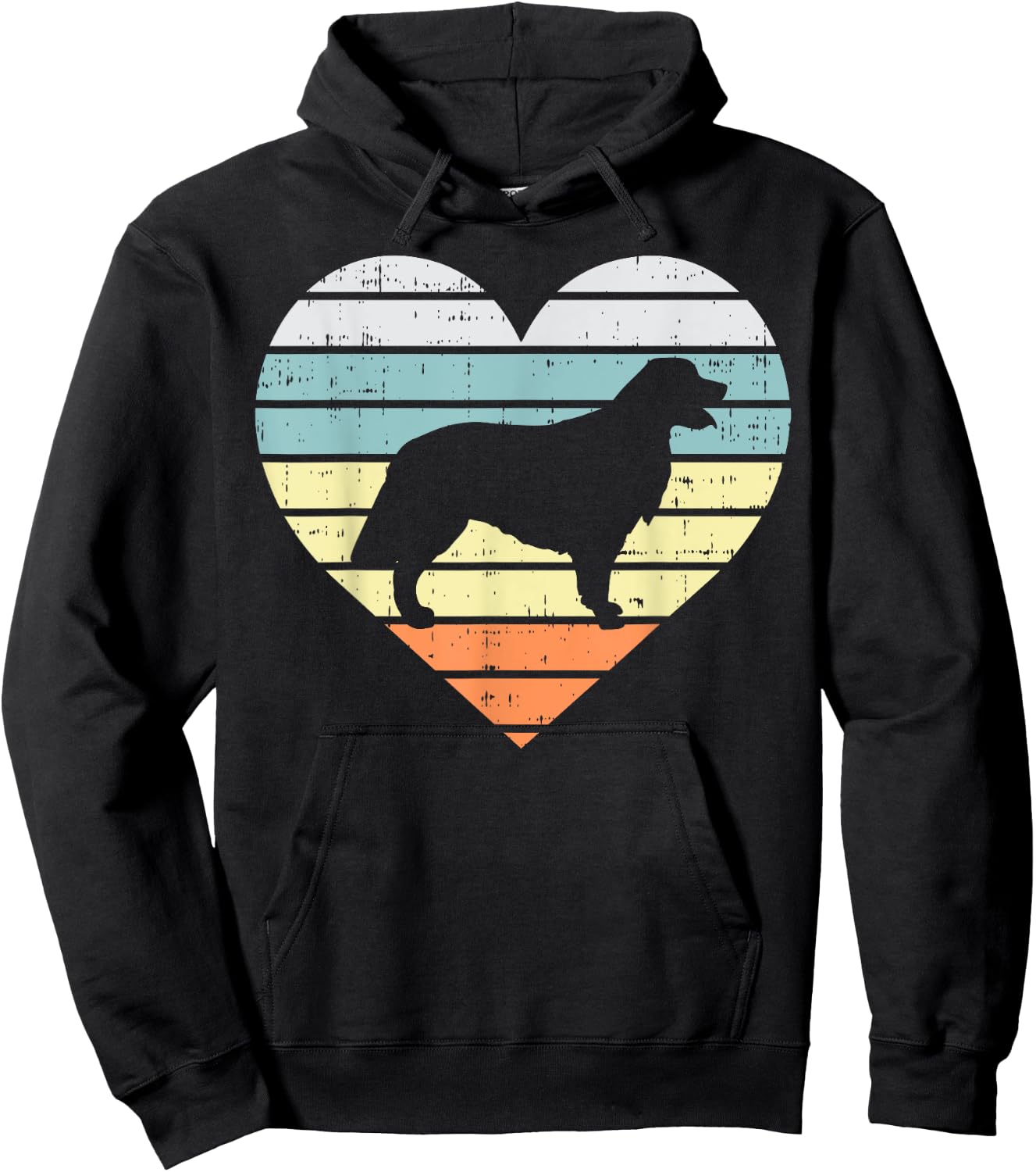 Golden Retriever Silhouette Heart Retro Dog Lover Women Gift Hoodie - Hoodie | Black