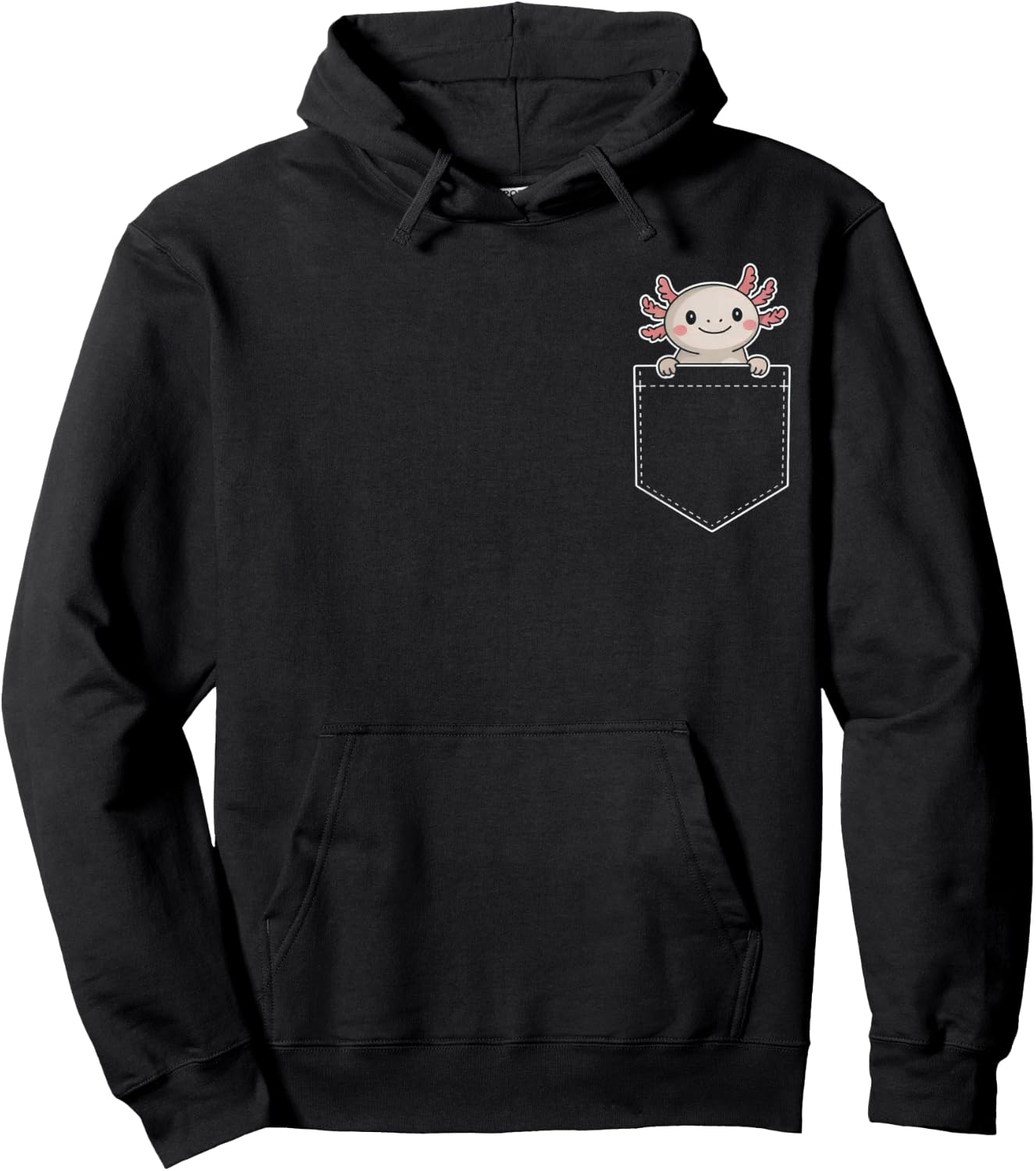 Axolotl Pocket Funny Kawaii Boys Girls Cute Pink Axolotl Hoodie - Hoodie | Black