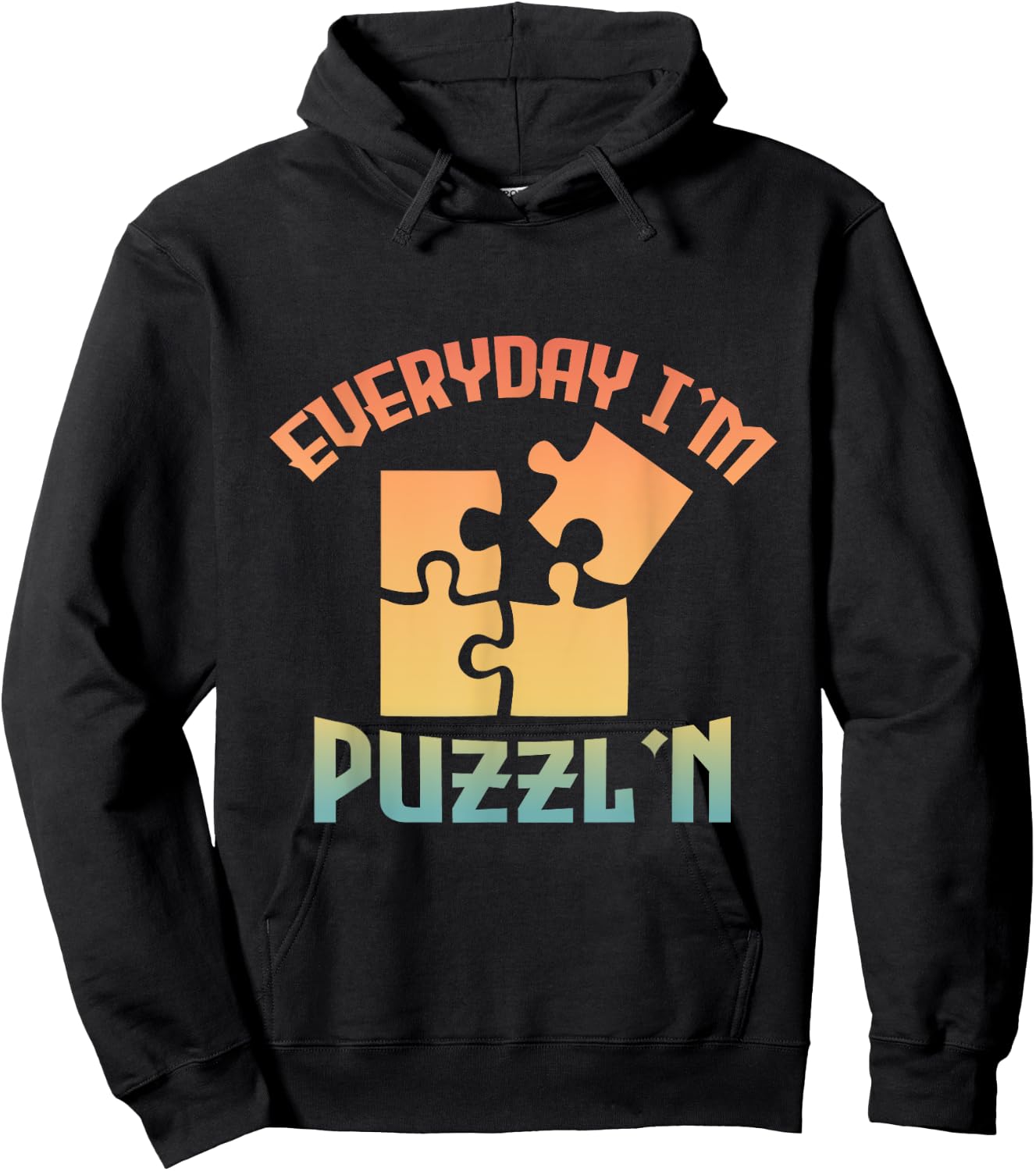 Retro Everyday I'm Puzzl'n - Jigsaw Puzzle Master Puzzling Hoodie - Hoodie | Black