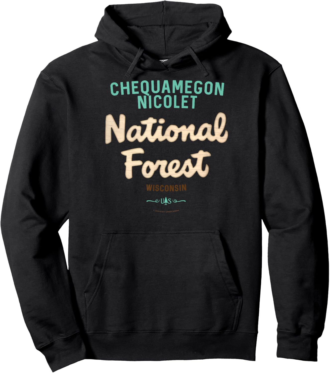 Chequamegon Nicolet National Forest Wisconsin USFS Script Hoodie - Hoodie | Black