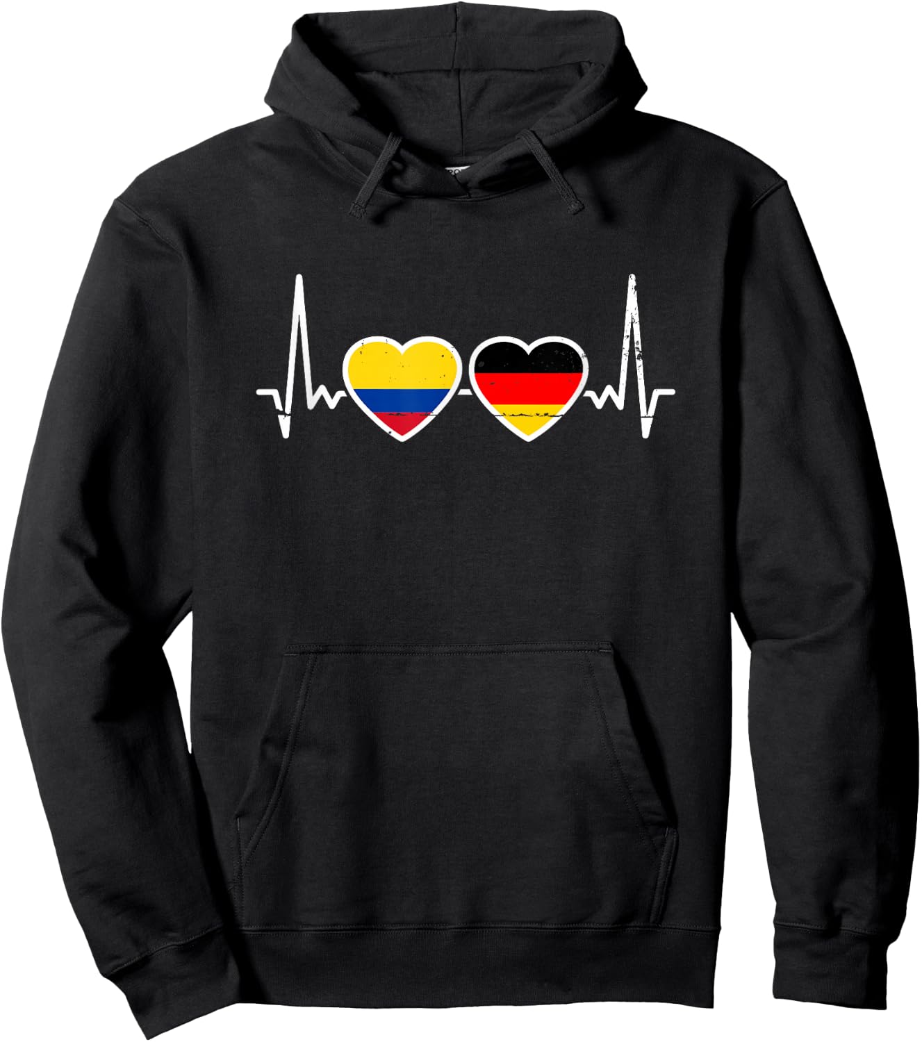 Kolumbien Deutschland Herzschlag Flagge Deutsch Kolumbianer Hoodie - Hoodie | Black