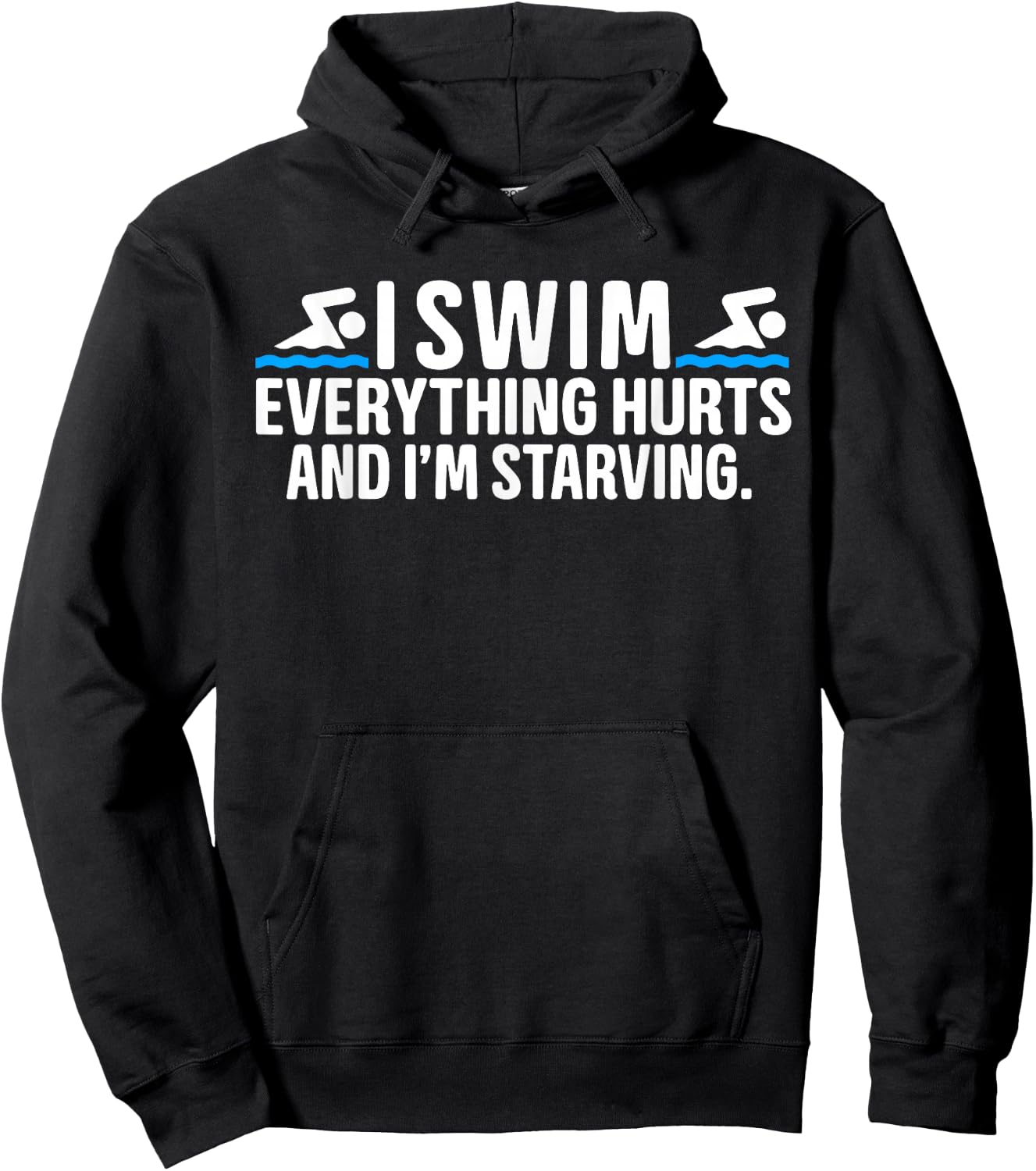 Funny Humor Swimming Swimmer Saying -Kids, Girls Black Small Modern Funny Swim Short Sleeve Swimming Sports Hoodie - Hoodie | Black