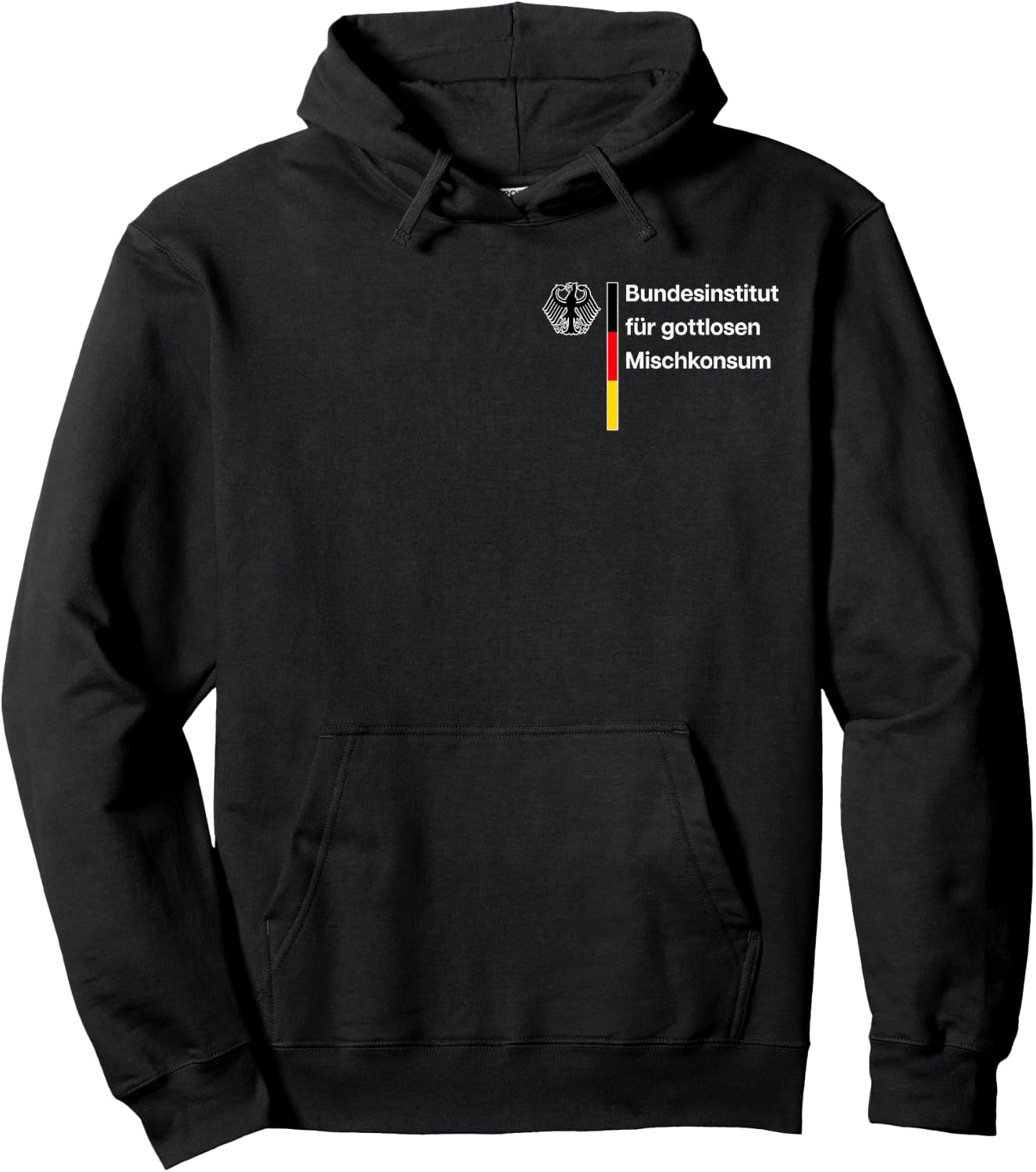 BUNDESINSTITUT FÜR GOTTLOSEN MISCHKONSUM - Gottloser Ironie Schwarz S Bier- Klassisch geschnitten Crew-Kragen Kurzarm -Erwachsene Klein Hoodie - Hoodie | Black