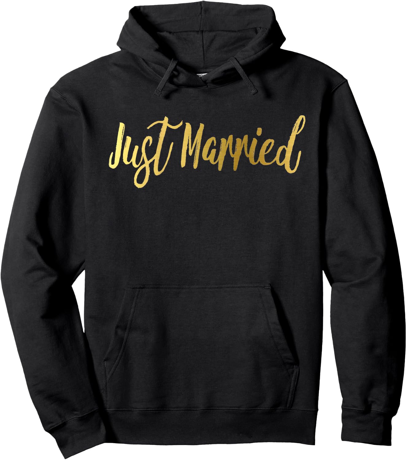 Just Married Shirt Matching Gold Wedding Bride Groom Hoodie - Hoodie | Black