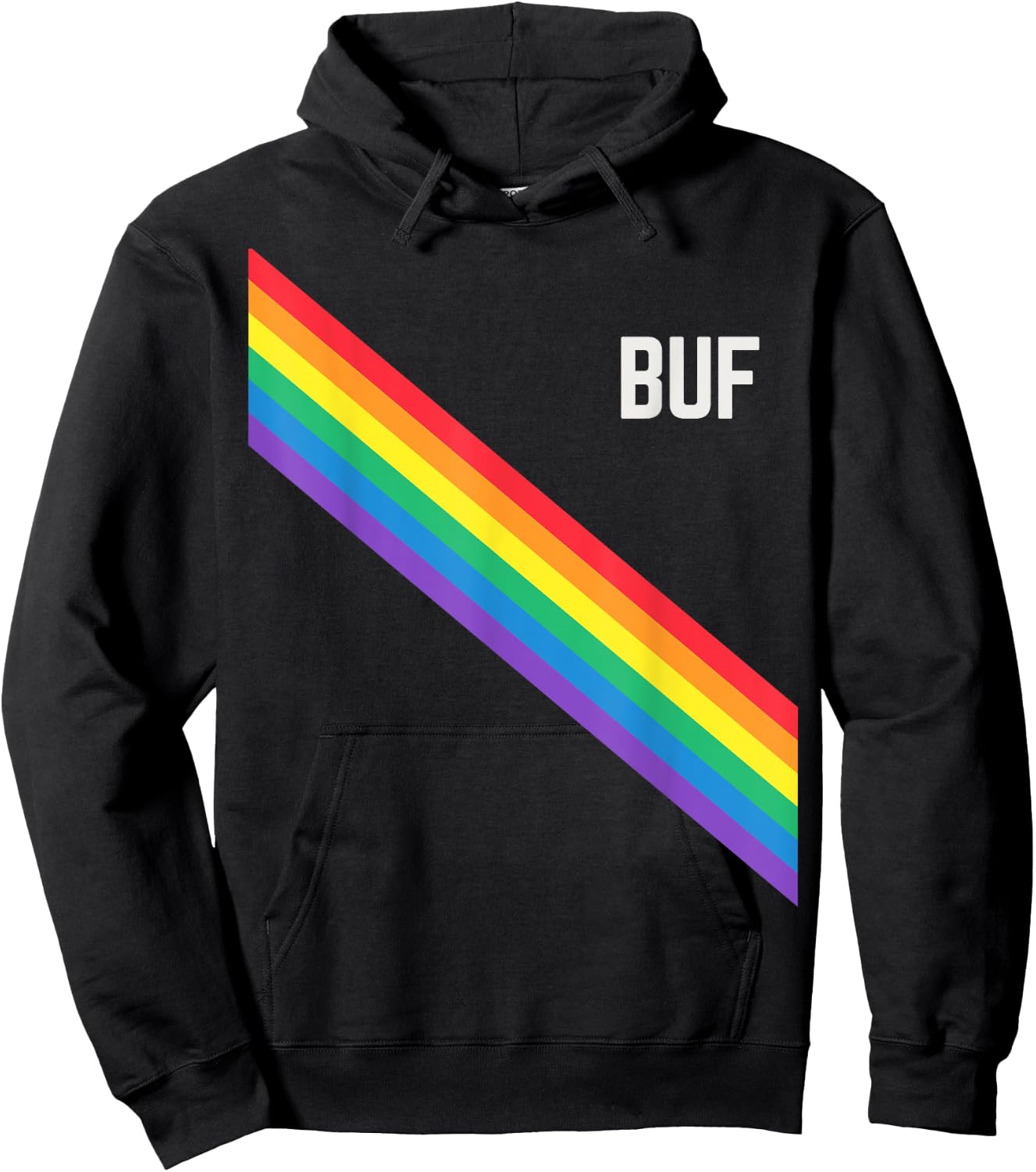 Buffalo Pride Week Rainbow Gay Pride Colors LGBTQ Ally Hoodie - Hoodie | Black