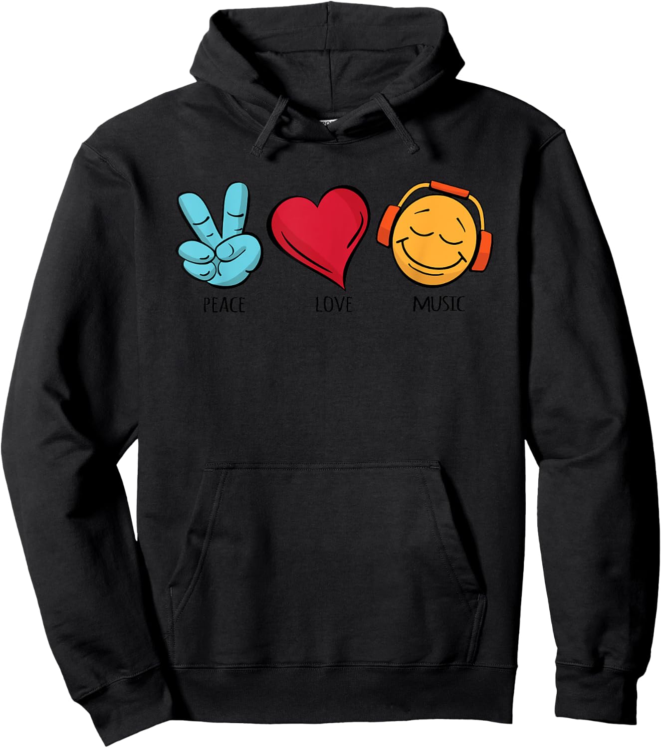Classic Peace Love Music , black Hoodie - Hoodie | Black
