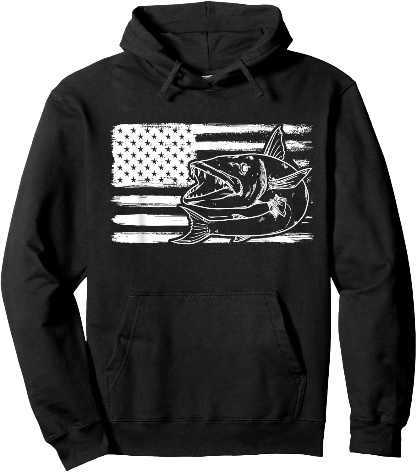 Distressed Barracuda Commersons sea pike Barra fishing Hoodie - Hoodie | Black