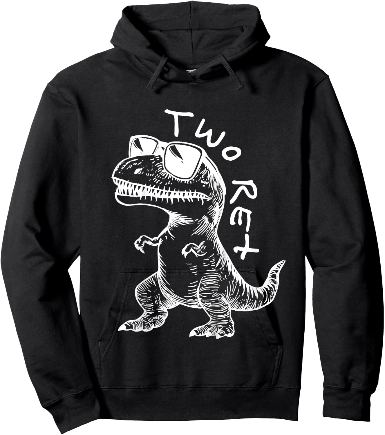 Kids Two Rex 2nd Birthday Gifts Second Dinosaur Boy 2 Years Old Hoodie - Hoodie | Black