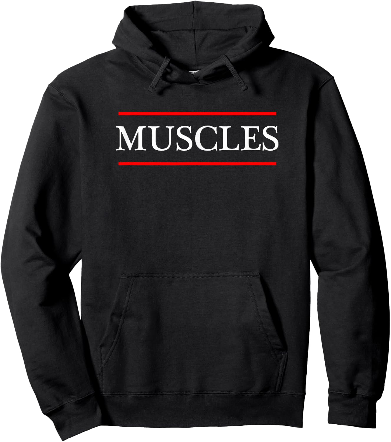 that says the Word - MUSCLES - on it | Adult Youth Hoodie - Hoodie | Black
