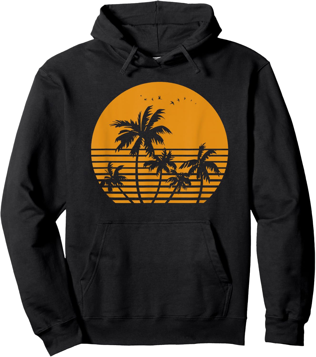 Vintage Birds Sunset Beach Palm trees Hoodie - Hoodie | Black