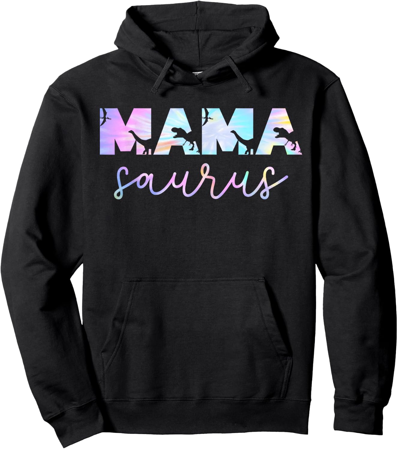 Mamasaurus T Rex Dinosaur Mama Saurus Family Matching Funny Hoodie - Hoodie | Black