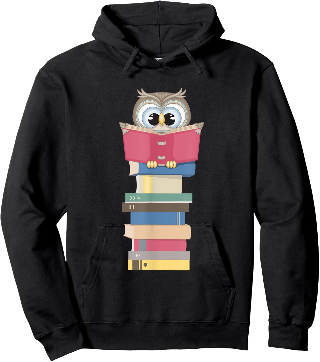 Kawaii Owl Reads Book - Reading Bookworm Library Book Lover Hoodie - Hoodie | Black