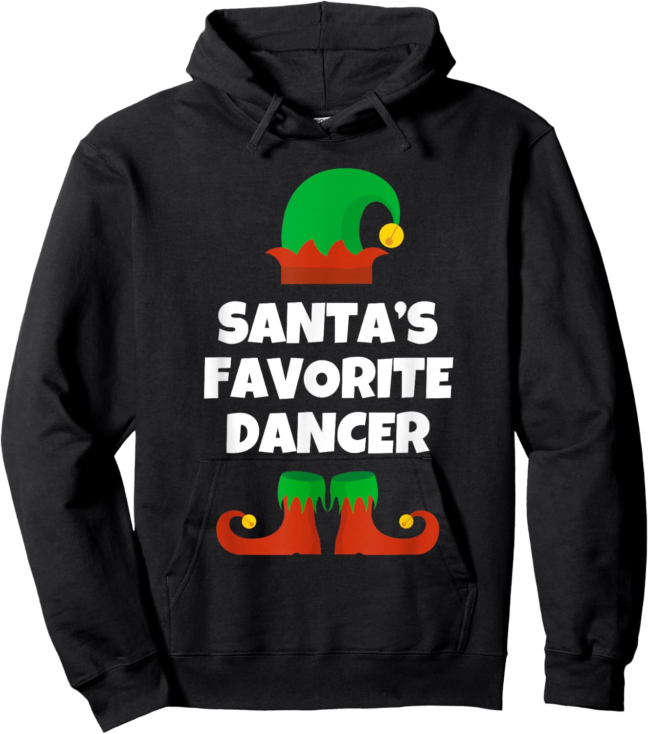 Santas Favorite Dancer Hat Christmas Funny Pj Dancing Dance Hoodie - Hoodie | Black