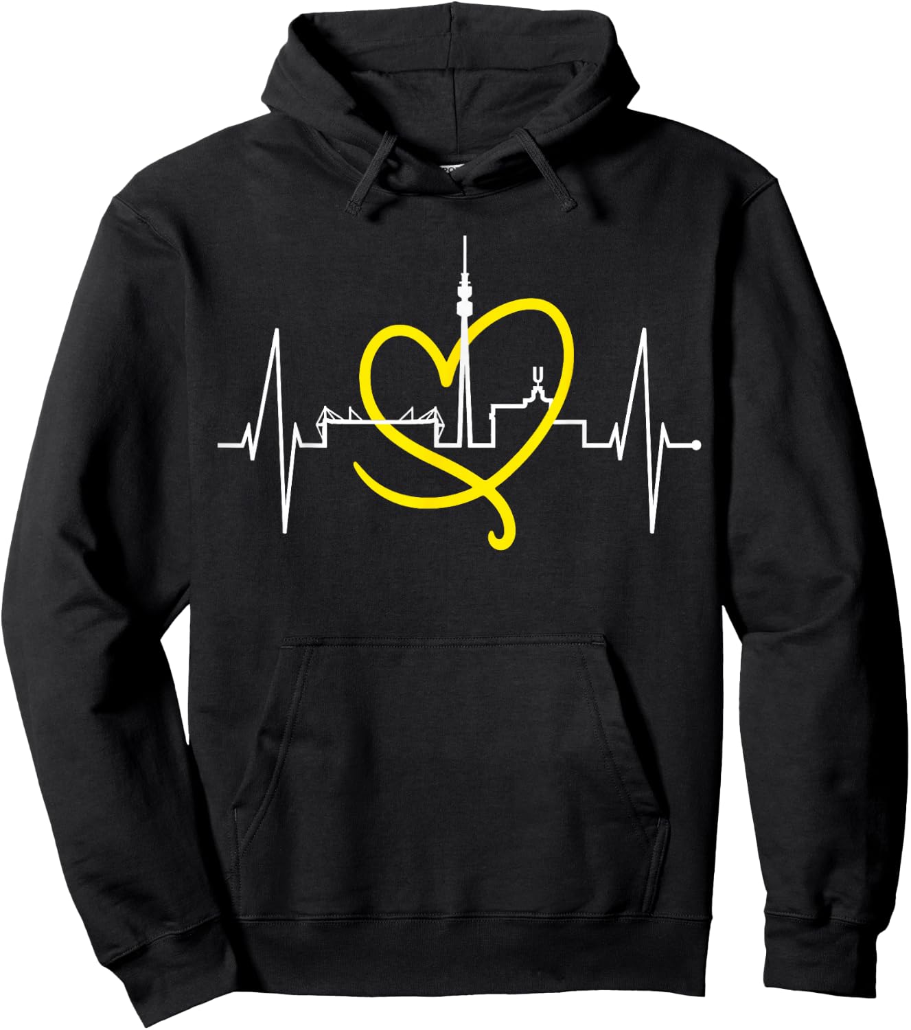 Dortmund Heartbeat Skyline Puls Ruhrpott Stadion Dortmunder , black Hoodie - Hoodie | Black