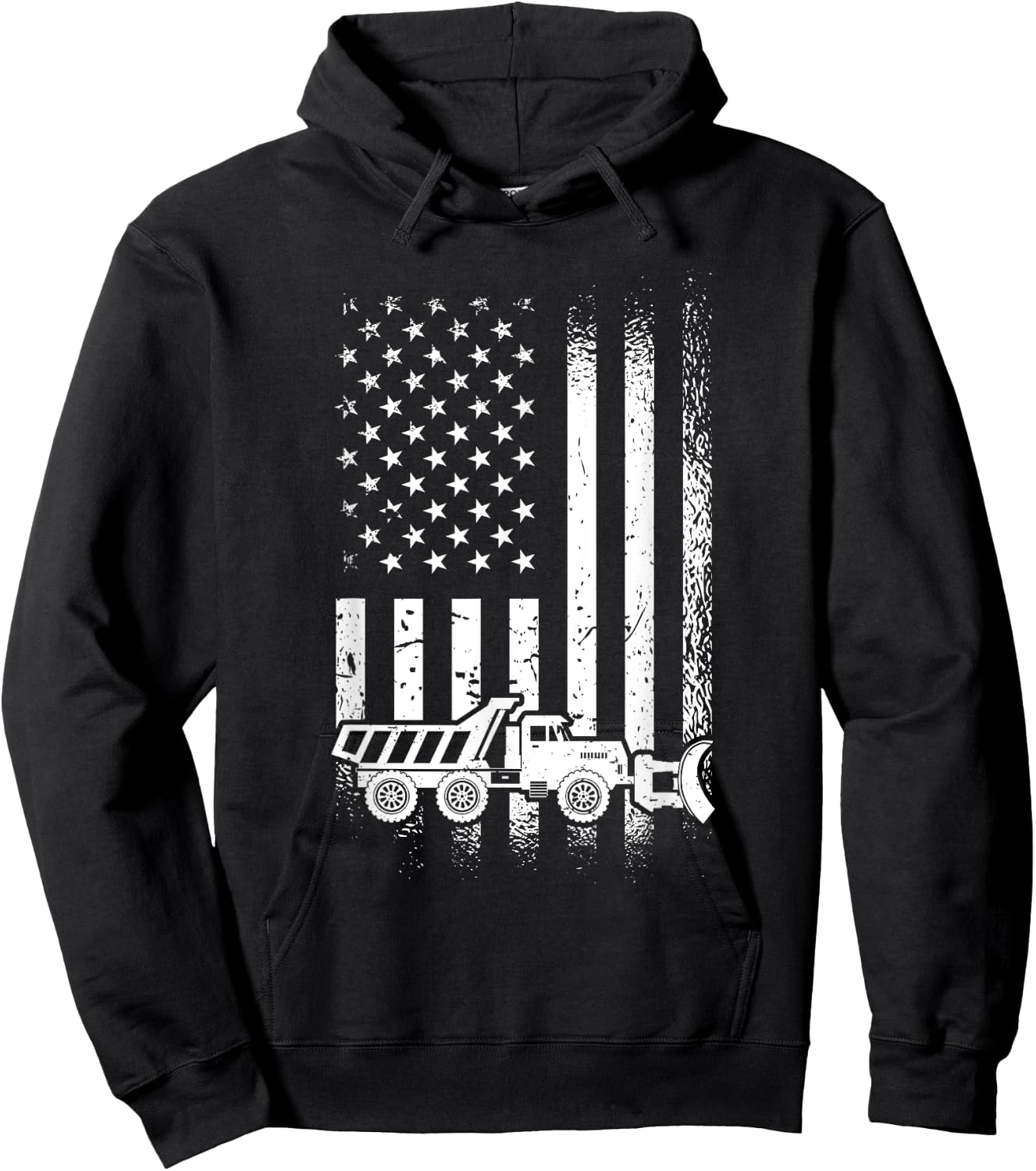 American Flag Snow Plow Driver, Snow Plowing Women Men Hoodie - Hoodie | Black