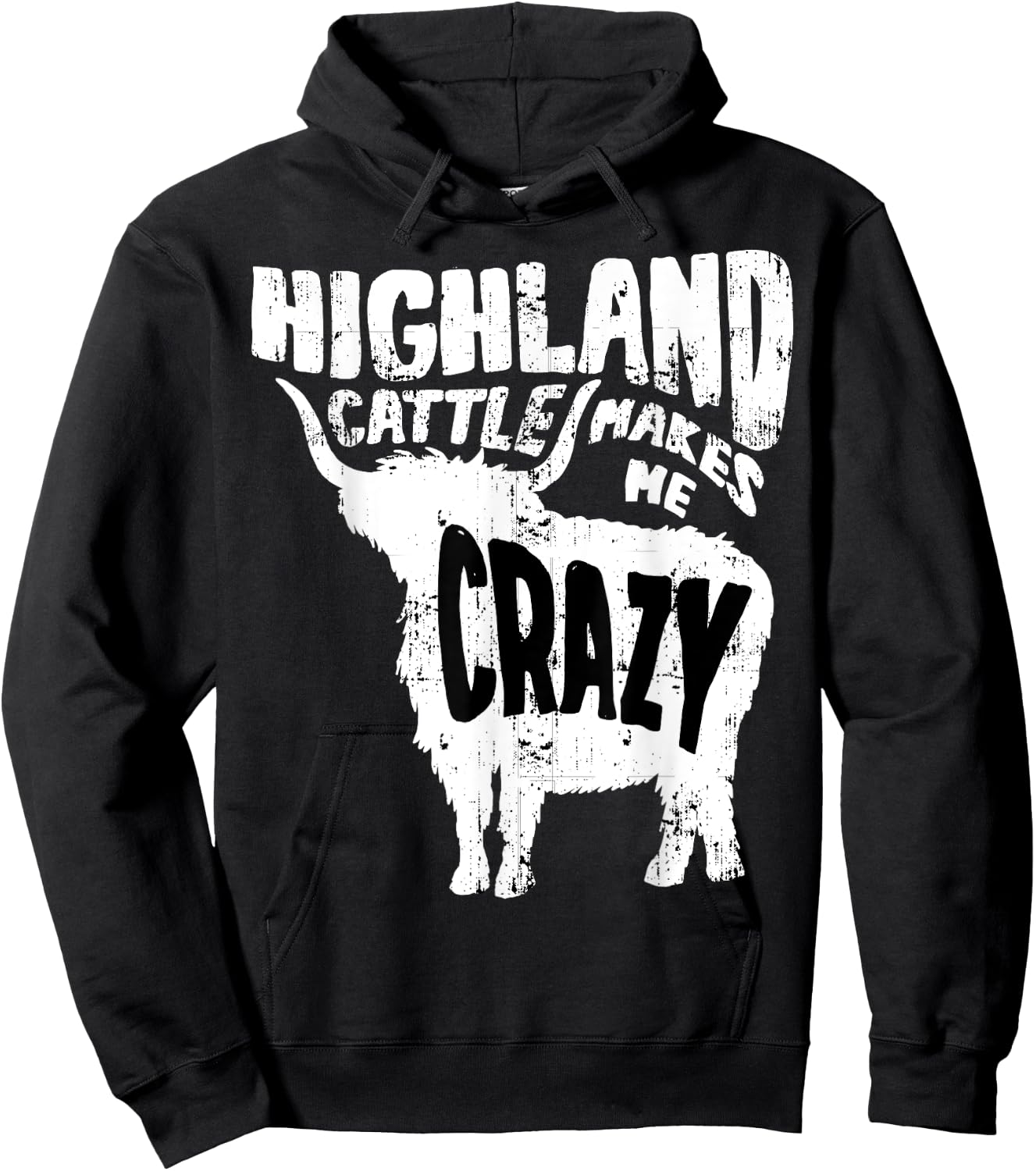 Scottish Cattle Hairy Cow Farmer Rancher Funny Highland Cow Hoodie - Hoodie | Black