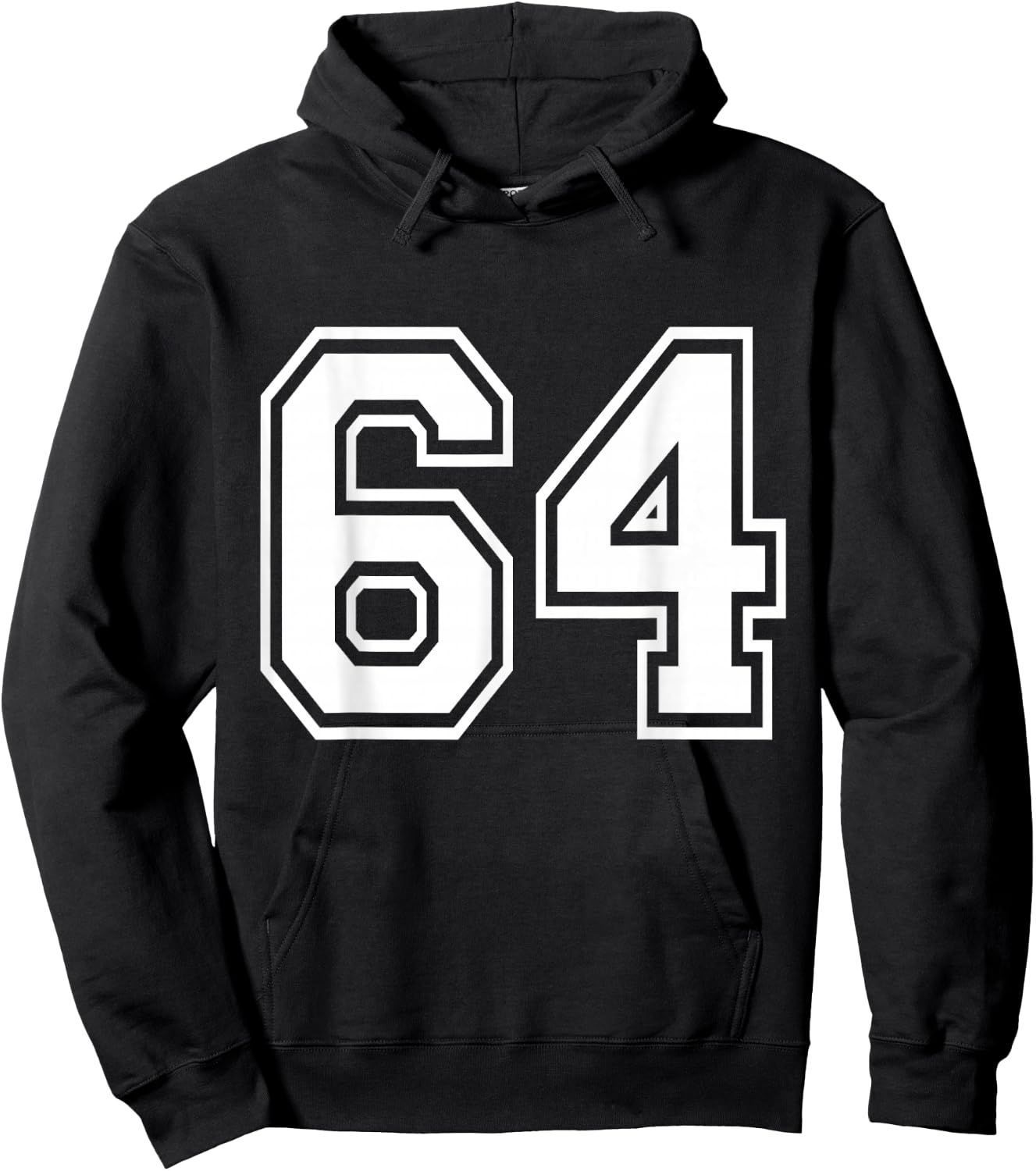 Number 64 Front + Back Varsity Sports Team 64th Birthday Hoodie - Hoodie | Black
