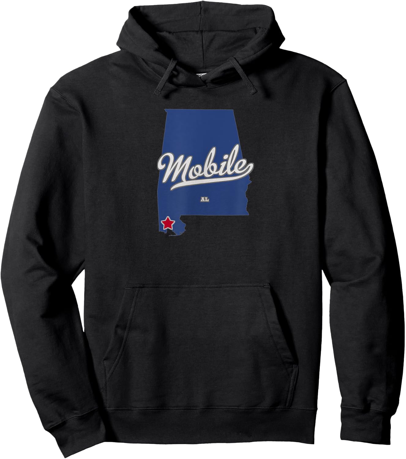 Mobile Alabama AL Map Hoodie - Hoodie | Black