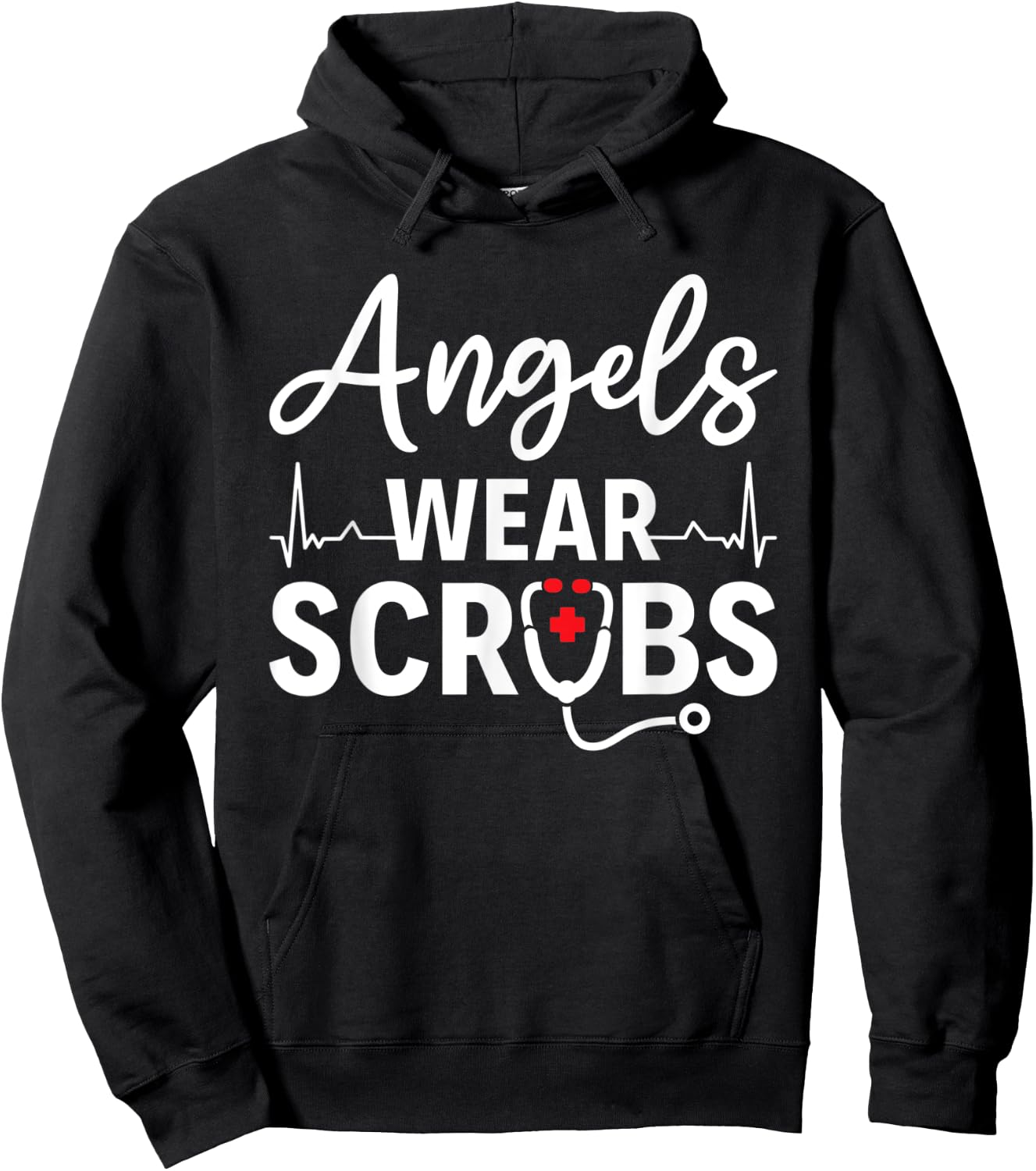 Angels Wear Scrubs Homecare Nurse Hoodie - Hoodie | Black