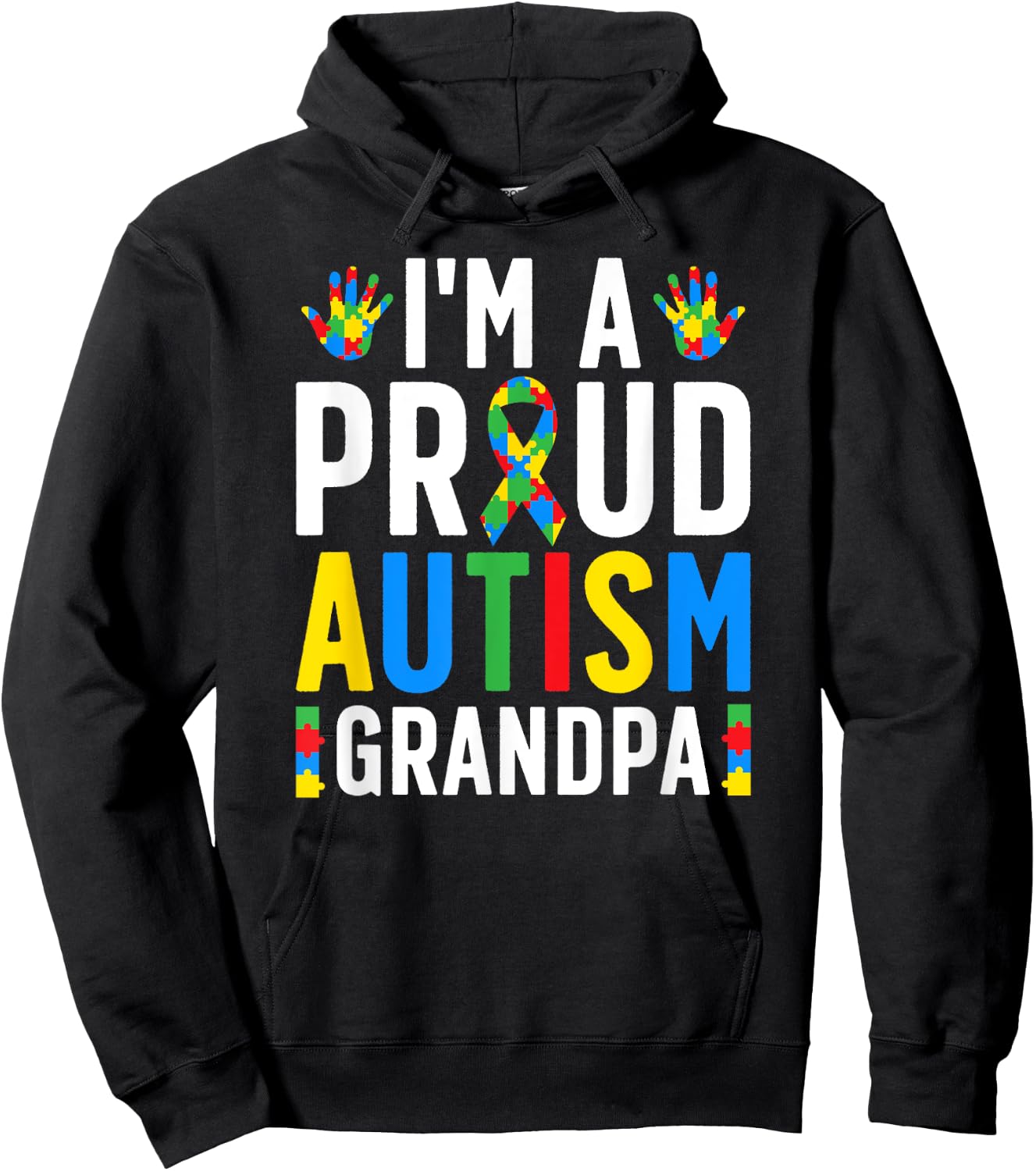 I'm A Proud Autism Grandpa Autism Awareness For Grandpa Hoodie - Hoodie | Black