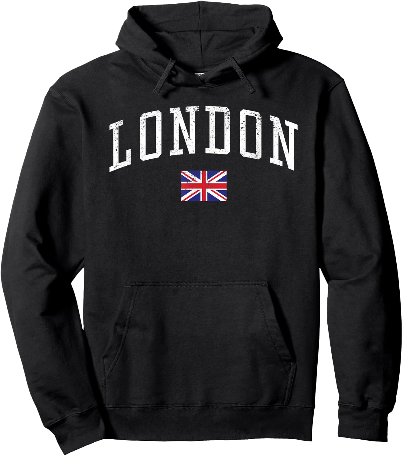 Vintage London England Country Flag Souvenir Vacation Hoodie - Hoodie | Black