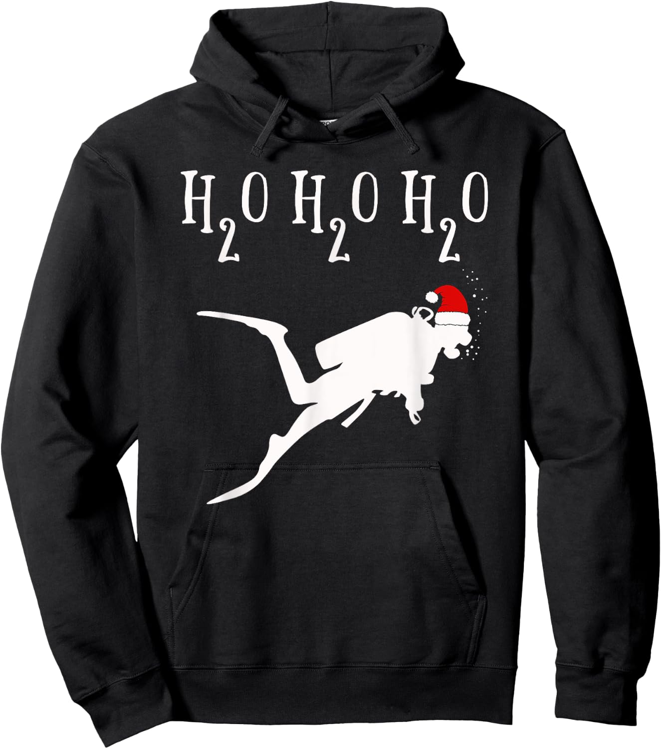 Funny Christmas Diving H2O H2O H2O Pun Scuba Hoodie - Hoodie | Black