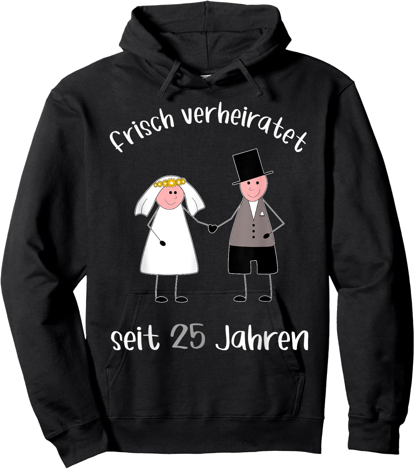 Frisch verheiratet seit 25 Jahren Silberhochzeit Hoodie - Hoodie | Black