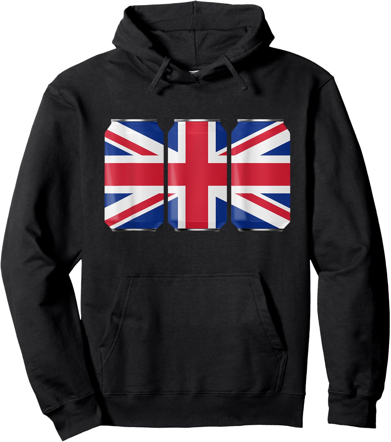Patriotic Beer Cans England UK w/ British Flag Hoodie - Hoodie | Black
