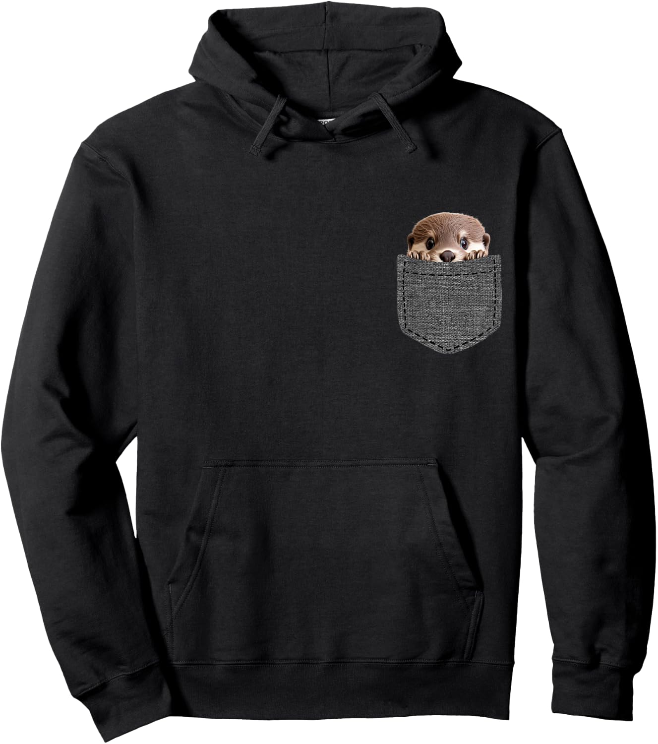 Otter in Pocket Hoodie - Hoodie | Black