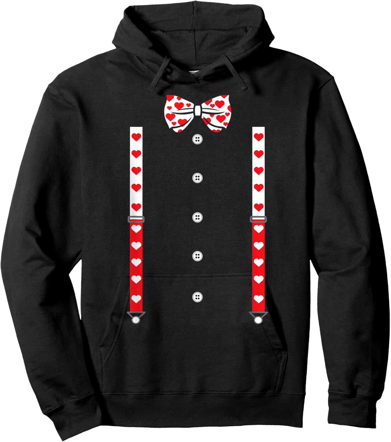 Heart Bow Tie and Braces Cupid Valentine's Day Costume , black Hoodie - Hoodie | Black