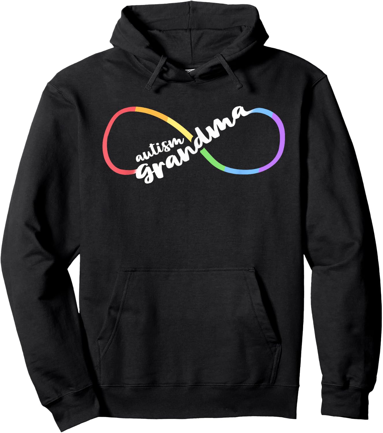 Family Autism Awareness Grandma Rainbow Infinity Symbol Hoodie - Hoodie | Black